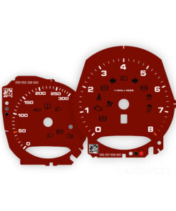 Custom Order: Porsche 718 Gauge Faces Set - Custom Speedometer - Dark Red