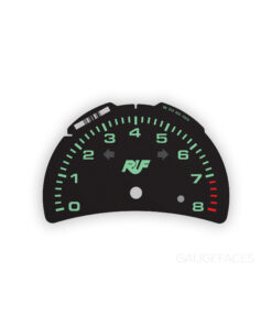 Custom Order: Porsche 911 996.2 Gauge Face Tachometer - 8000 RPM - RUF Logotype - Black with Green Lettering