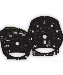 Custom Order: Porsche Macan 95B.1 Gauge Faces Set - EU-Spec - Black with Acid Green Scales