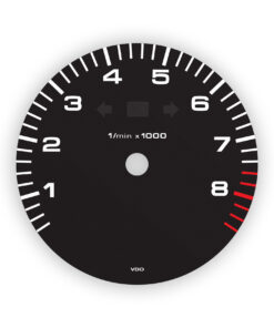 For Porsche 993 / 964 / 965: Gauge Face Tachometer - 8600 RPM – Black
