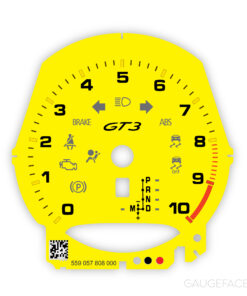 For Porsche 911 991 GT3 / GT3RS: Gauge Face Tachometer - OPTIONS - Racing Yellow