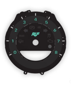 Custom Order: Porsche 911 (Type 992) Gauge Face Tachometer - RUF Logotype - 8000 RPM - Black with Green Numbers