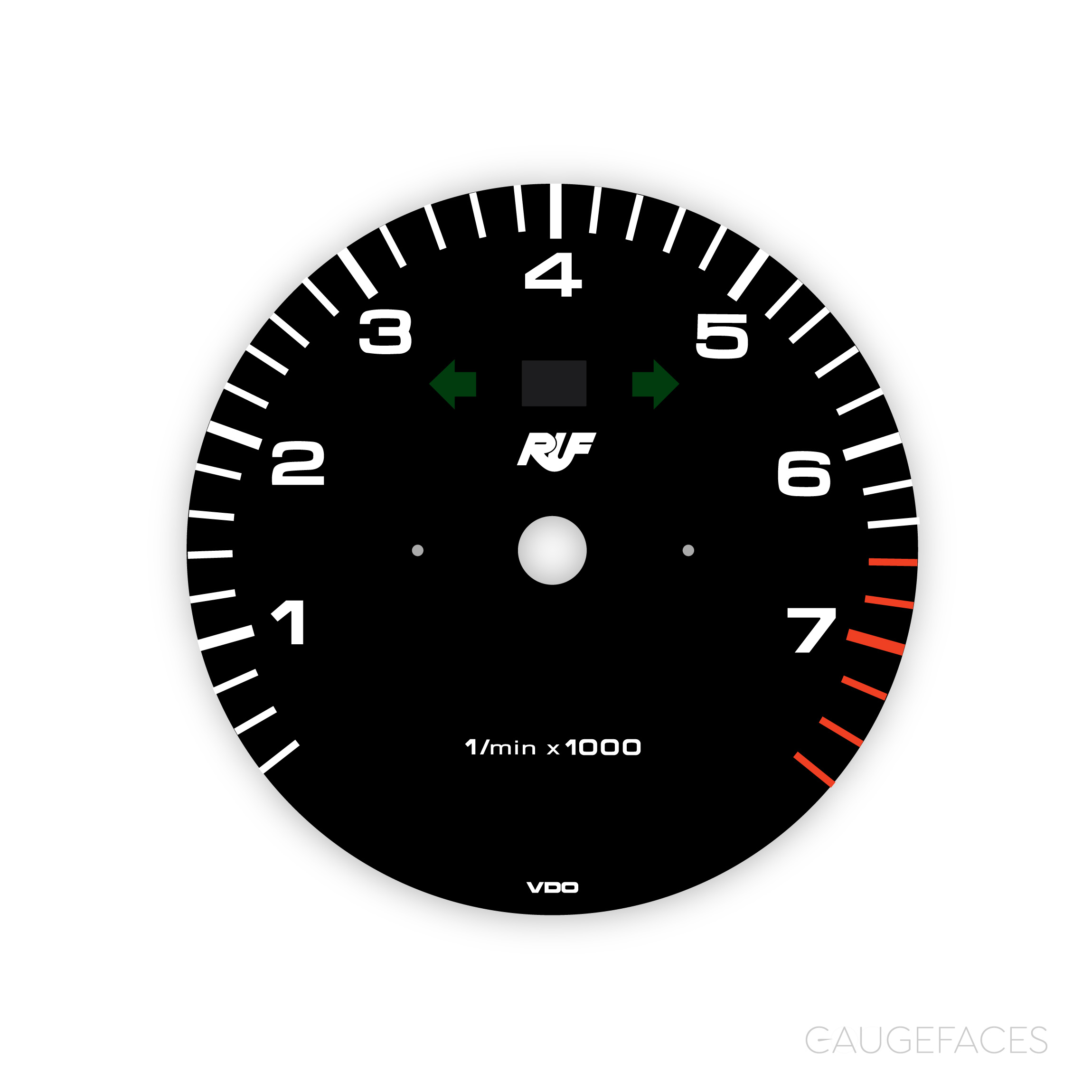 Porsche-993-964-gauge-face-tachometer---RUF---Black