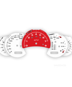 Custom order: Porsche 996.2 Gauge Faces Set - GT3 Logotype - 8000 RPM - MPH/Celsius - White/Red