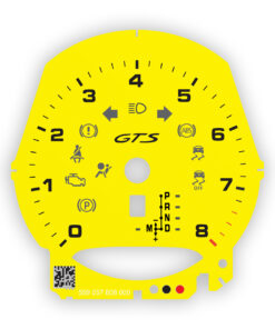 For Porsche 991 / 718 / Macan - GTS - Gauge Face Tachometer - OPTIONS - 8000 RPM - Racing Yellow - Automatic, World