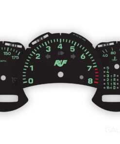For Porsche Boxster 986.2 3.2L: Gauge Faces Set - RUF Collection - OPTIONS - Black with Green Numbers