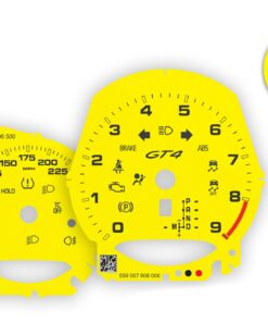 Custom Order (Promo): Porsche 718 GT4 gauge faces set - US-Spec - PDK - Racing Yellow
