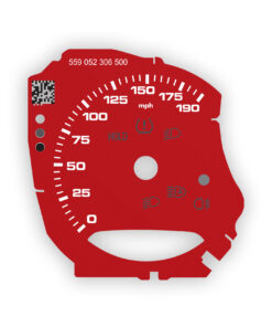 Custom Order: Porsche 718 Speedometer - 190 mph - Bordeaux Red