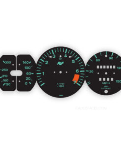 Custom Order: Porsche 911 Gauge Faces Set - RUF Edition - 7000 RPM - 150 mph - Black with Green Numbers