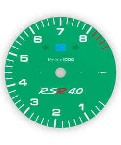 Custom Order: Porsche 964 Gauge Face Tachometer - 8000 RPM - RSR 4.0 Logo - Green