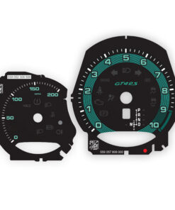Custom Order: Porsche 718 GT4 RS Gauge Faces Set - PDK - Black / Mint Green Ring