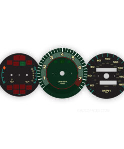 For Porsche 964 Carrera RS (1992): Gauge Faces Set – MPH/KMH – Custom Design - Black/Green