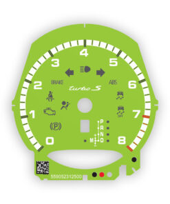For Porsche 911 991.2 Turbo S: Gauge Face Tachometer - Acid Green