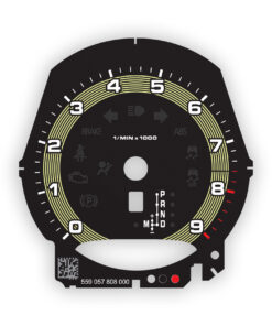 For Porsche 911 (991.1) / 981 Boxster / Cayman: Gauge Face Tachometer – OPTIONS – Black with Lime Gold Ring