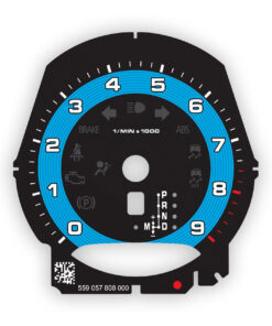 For Porsche 911 (991.1) / 981: Gauge Face Tachometer - 9000 RPM - PDK/Manual - 992 Design - Black with Shark Blue Ring