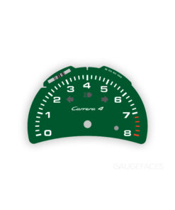 For Porsche 911 996.2: Gauge Face Tachometer - Carrera 4 Logo - British Racing Green