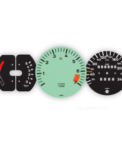 Custom Order: Porsche 911 3.0 SC Targa (1978) Gauge Faces – KM/H – Black/Sage Green