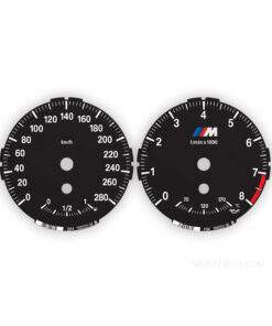BMW M-Logo: Gauge Faces E87/ E81 - Low - 130i - 4 STRIPES - 8000 RPM - OPTIONS - Black