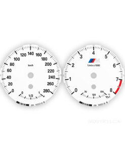 BMW M-Logo: Gauge Faces E87/ E81 - Low - 130i - 4 STRIPES - 8000 RPM - OPTIONS - White