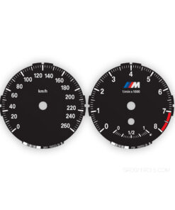 BMW M-Logo: Gauge Faces E87/ E81 - Low - 130i - 3 STRIPES - 8000 RPM - OPTIONS - Black