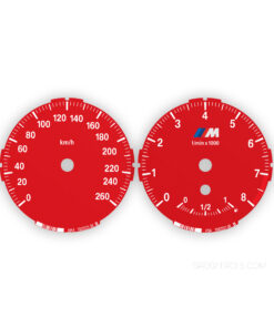 BMW M-Logo: Gauge Faces E87/ E81 - Low - 130i - 3 STRIPES - 8000 RPM - OPTIONS - Red