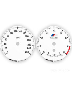 BMW M-Logo: Gauge Faces E87/ E81 - Low - 130i - 3 STRIPES - 8000 RPM - OPTIONS - White