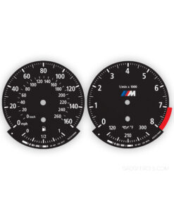 BMW M-Logo: Gauge Faces E87/ E81/ E88/ E82 /E90/E91/E92/E93/ E84 - 160MPH/ 260 KMH - 8000 RPM - Black