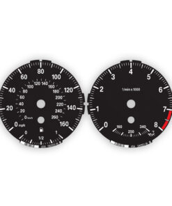 BMW Gauge Faces  E88/ E82 - Low - 135i/ 135 is - 160 MPH / 260 KM/H - 8000 RPM - Black