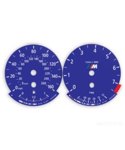 BMW M-Logo: Gauge Faces E87/ E81/ E88/ E82 /E90/E91/E92/E93/ E84 - 7500 RPM - Blue