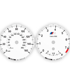 BMW M-Logo: Gauge Faces E87/ E81/ E88/ E82 /E90/E91/E92/E93/ E84 - Low - 7500 RPM - White