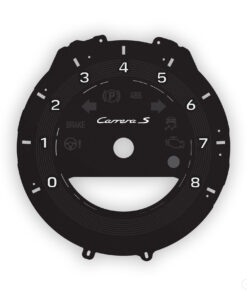 For Porsche 911 (Type 992) Carrera S: Gauge Face Tachometer - 8000 RPM - Black Fine-Line Accent Ring