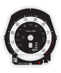 For Porsche 911 (991.1) / 981 Boxster / Cayman: Gauge Face Tachometer – OPTIONS – Black with White Solid Accent Ring