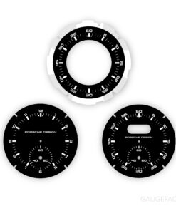 For Porsche Dashboard Clock: Sport Chrono Gauge Face - Porsche Design Subsecond Chronograph - Black