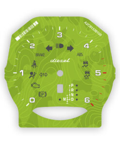 For Porsche 958 Cayenne / 970 Panamera Diesel: Gauge Face Tachometer - 6000 RPM - PDK - Topographic Livery - Acid Green