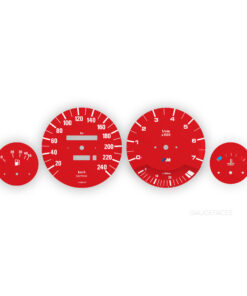BMW E30 M-Logo: Gauge Faces – 140 MPH / 240 KMH Speedometer + 7000 RPM Tachometer – Options – Red
