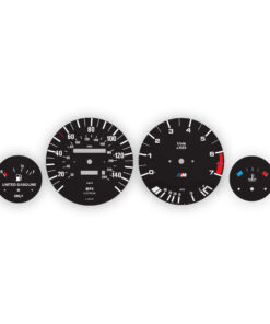 BMW E30 M-Logo: Gauge Faces  - 325i/325is – 140 mph/240 kmh - 7000 RPM - OPTIONS – Black (Sport Edition)