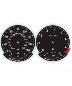BMW Gauge Faces E70/E71  – 160 mph / 260 kmh - 7500 RPM - OPTIONS – Black