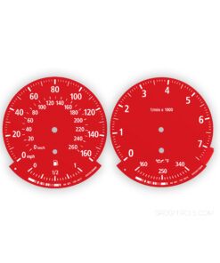 BMW Gauge Faces E70/E71  – 160 mph / 260 kmh - 7500 RPM - OPTIONS – Red