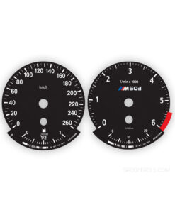 BMW M-Logo: Gauge Faces – E70/E71/M50d - DIESEL - 160 MPH/ 260 KMH -  6000 RPM - OPTIONS – Black