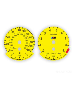 BMW E92 M3 Gauge Faces Set - 200 mph / 330 kmh - 9000 RPM - Yellow