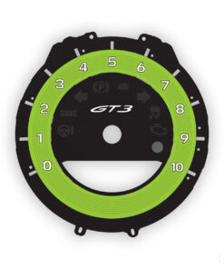For Porsche 911 (992) GT3: Gauge Face Tachometer – Acid Green Solid Accent Ring