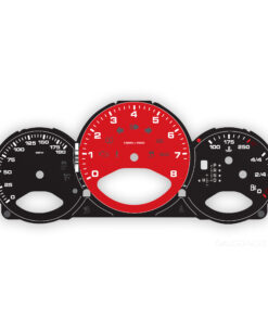 For Porsche 987.2 Boxster S / Cayman S: Gauge Face - OPTIONS - Black with Red Tachometer (Blockstyle font)