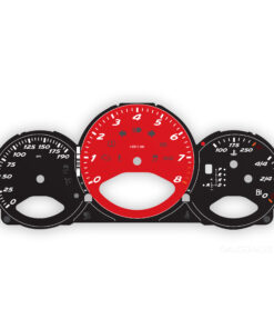 For Porsche 987.2 Boxster S / Cayman S: Gauge Face - OPTIONS - Black with Red Tachometer (OEM font)