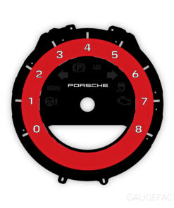 For Porsche 911 (Type 992): Gauge Face Tachometer - PORSCHE Logo - Guards Red