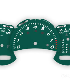 For Porsche Boxster 986.2 S (3.2L): Gauge Faces Set – OPTIONS - 8000 RPM - Manual/Tiptronic – Brewster Green (OEM font)