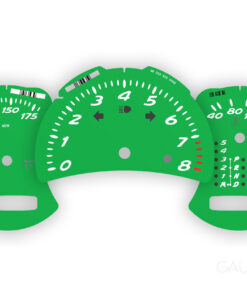 For Porsche Boxster 986.2 S (3.2L): Gauge Faces Set – OPTIONS - 8000 RPM - Manual/Tiptronic – Green (OEM font)