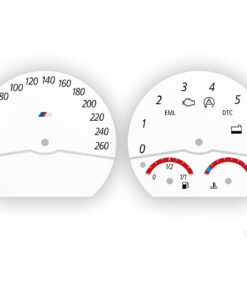 BMW Z4 E85 E86: Gauge Faces - M-LOGO –  160 MPH / 260 KMH – 7000 RPM – OPTIONS - White