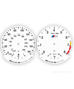 BMW M-Style: Gauge Faces E70 X5 M/E71 X6 M – 180MPH/ 300KMH - 8000 RPM - OPTIONS – White