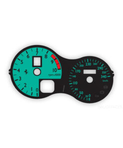 Ferrari F360 F430 F1 (Type F131) Gauge Face - Stradale Look - 340 KMH - Black with Petronas Green Tachometer