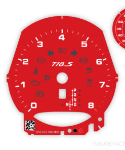 Custom Bundle: Porsche 718 S Gauge Face Tachometer - PDK - Guards Red + Sport Chrono